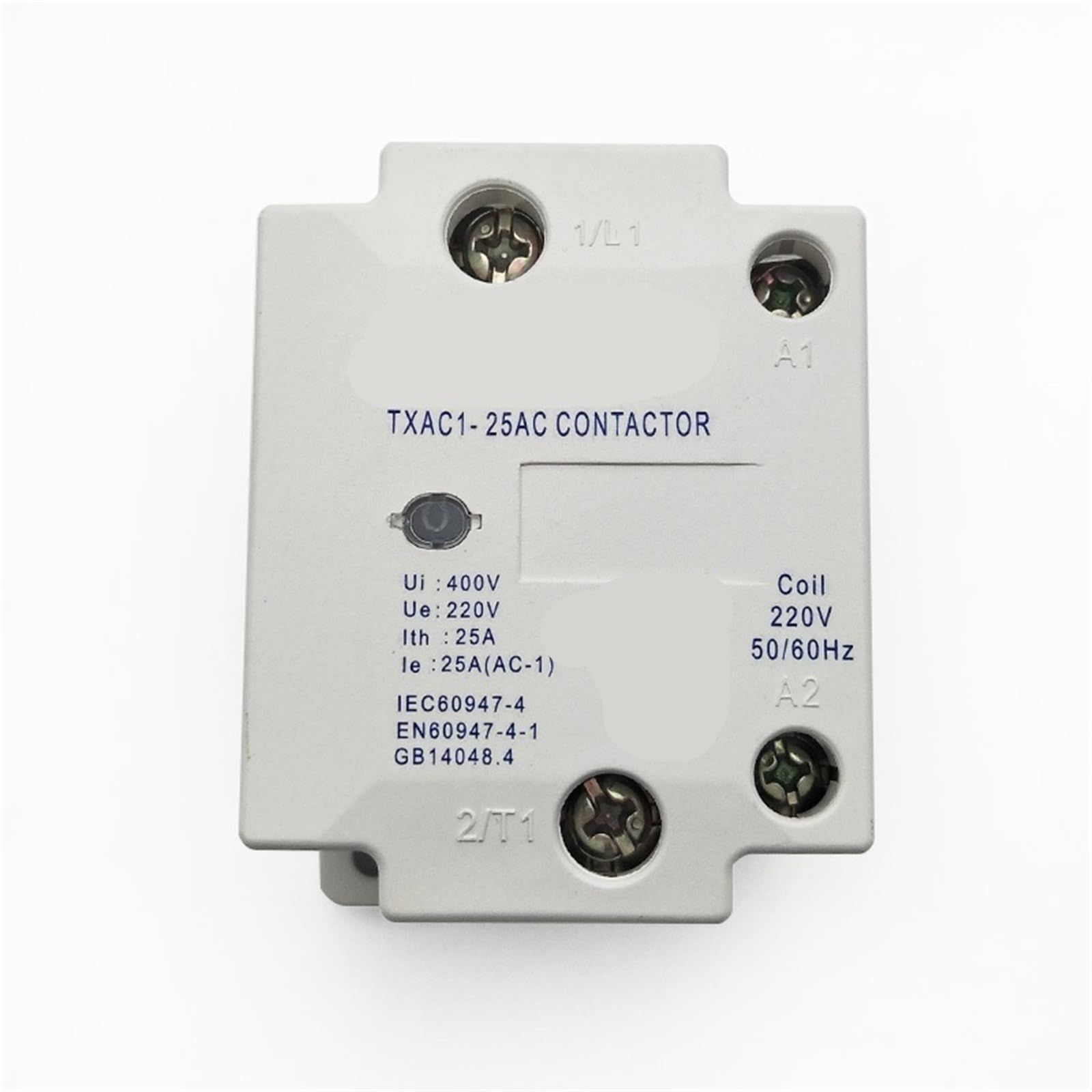 AC400V Ui 25A Single Pole 1 NO 220V 50/60Hz Coil AC Contactor TXAC1-25 1Pcs