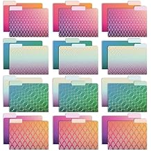 Global Printed Products Deluxe Designer Printed File Folders, 1/3 Cut Tab, Assorted Positions, Letter Size, 24/pk Geometric Foil