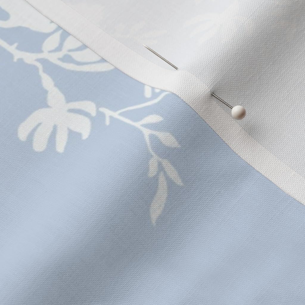 Spoonflower Fabric - Chinoiserie Blue and White Silhouette Birds Roses Printed on Petal Signature Cotton Fabric Fat Quarter - Sewing Quilting Apparel Crafts Decor