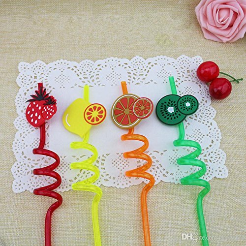 Colorful Plastic Art Drinking Fruit Straw for Wedding Party Birthday