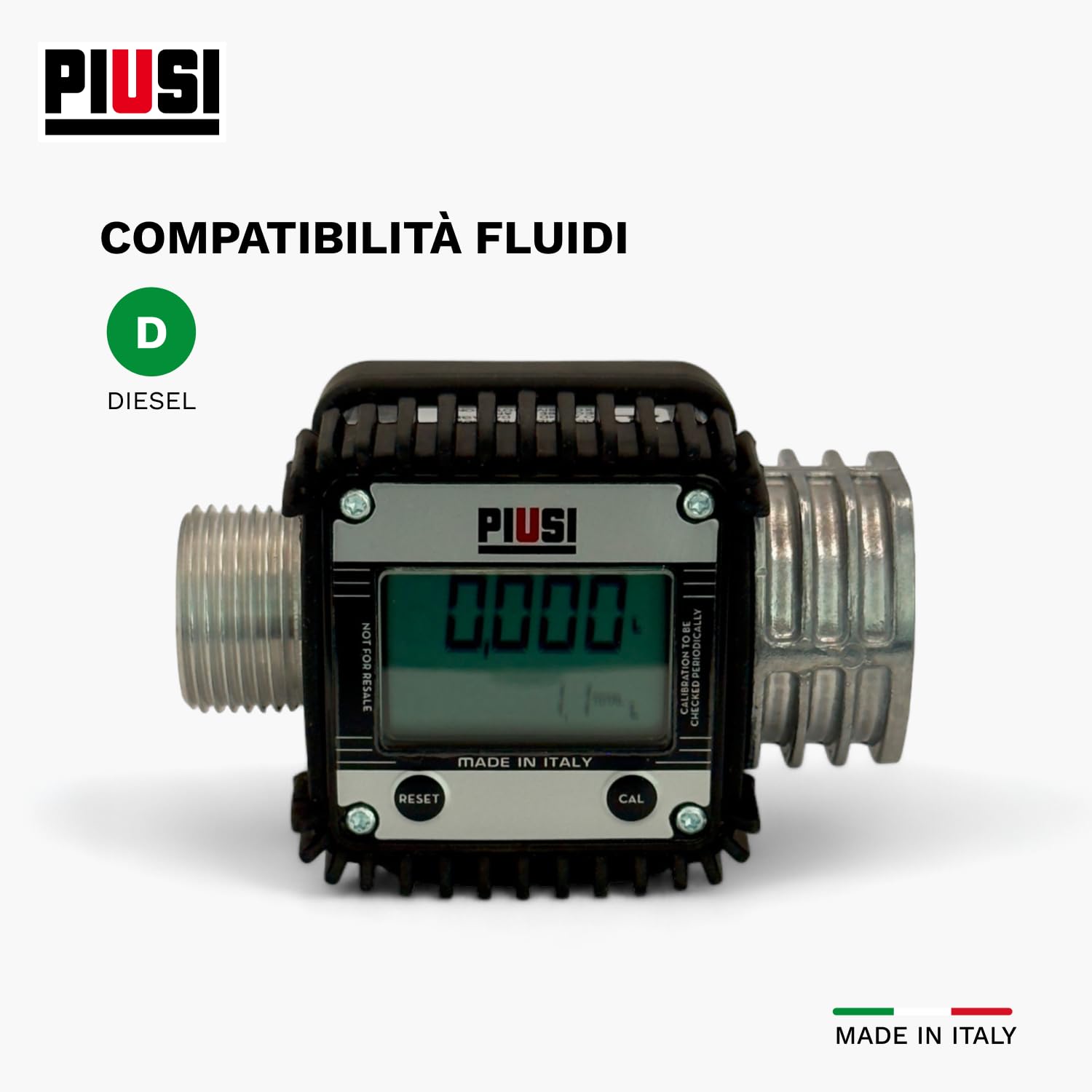 PIUSI Contalitri Digitale a Turbina per Gasolio - Misuratore Accurato 120 L/min 20 Bar, Connessione 1” BSP | K24 (F00408100)