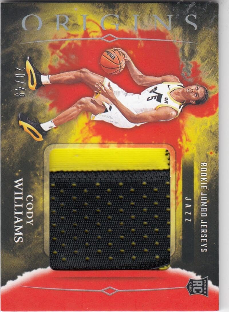 Basketball Trading Card 2024-25 Panini Origins Rookie Jumbo Jerseys Red #4 Cody Williams EX++ Excellent++ MEM 20/49 Jazz