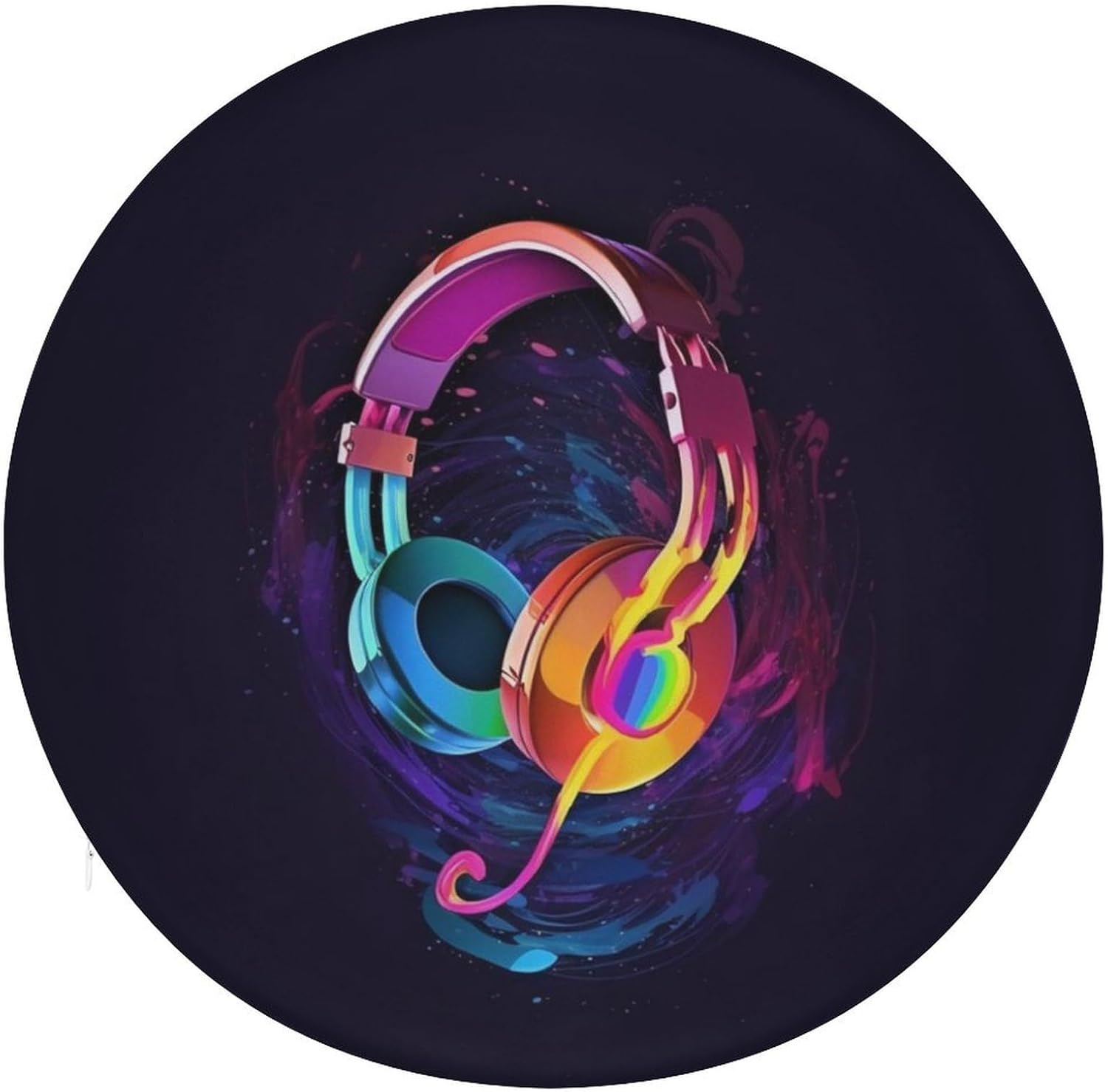 Color Gradient Music Chair Cushion Round Soft Seat Cushion with Memory Foam, Removable Office Chair Pad Breathable Floor Sitting Pillow for Home, Car, Meditation, 15″x15″