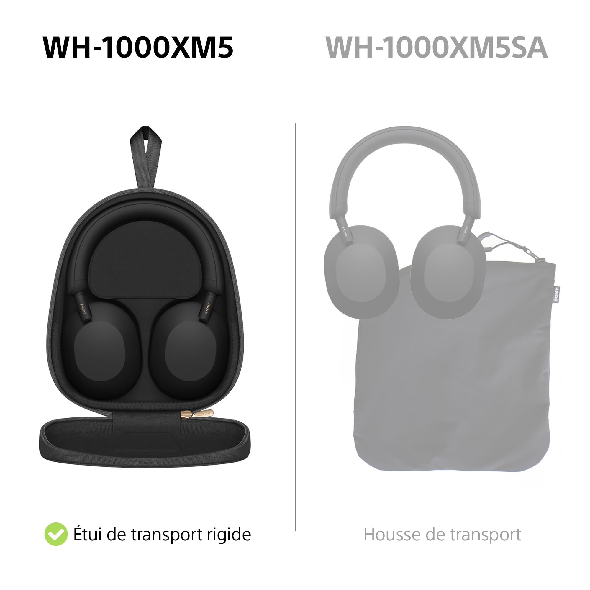 Sony WH-1000XM5 - Étui Rigide, Casque sans Fil Haut de Gamme à réduction de Bruit, Bluetooth, qualité d'appel Claire, Audio Hi Res, 30h d'autonomie, étui Rigide, iOS et Android - Noir