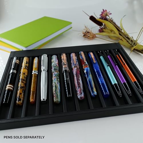 Miniatura 5 de MONTEVERDE USA Deluxe Collector's - Bandeja de cuero vegano para 12 bolígrafos, color negro