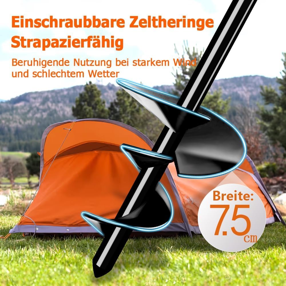 Bodenanker Zum Eindrehen Trampolin Zelt Erdanker,Heavy Duty Trampolin FüR Schaukelgestell, Bodenanker Garten, Vordach, Zeltanker, Zeltschrauben Camping, Widerstehen Starkem Wind 4/8er Set 35/68cm