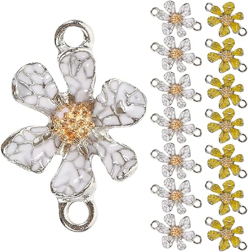 SEWACC 30 piezas de dijes de conector de flores, colgantes de aleación para joyería de flores, suministros de manualidades para bricolaje, collares,