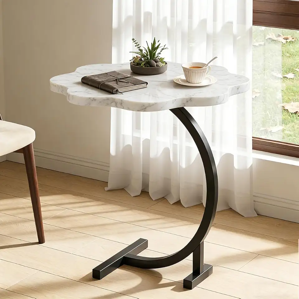 Mesa de Centro Nuvem Moderna com Tampo em MDF e Estrutura em Aço Reforçado - Bordas Arredondadas (Branco)