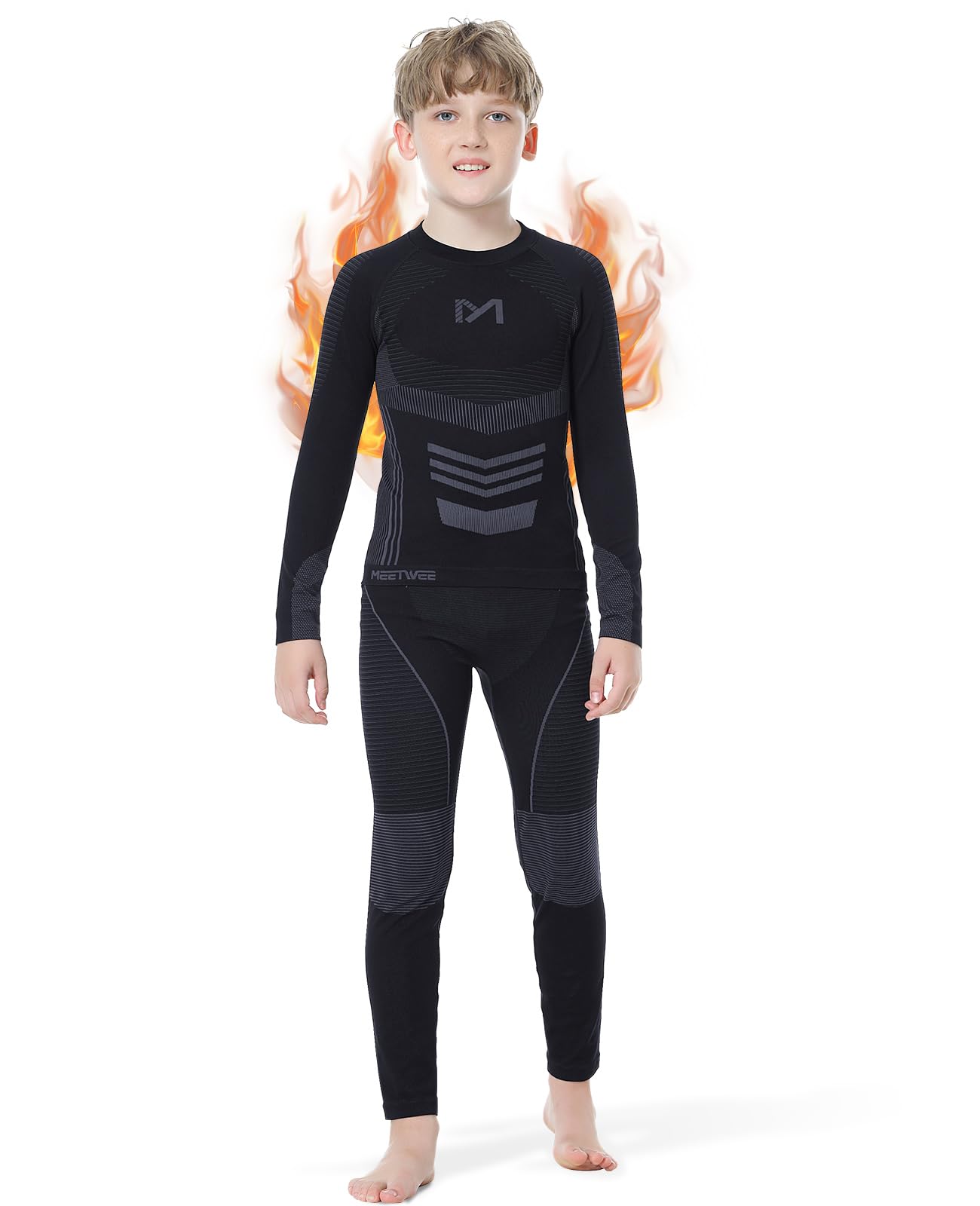 Florvae Thermounterwäsche Kinder - Fleece Skiunterwäsche Set | Atmungsaktiv & Schnelltrocknend