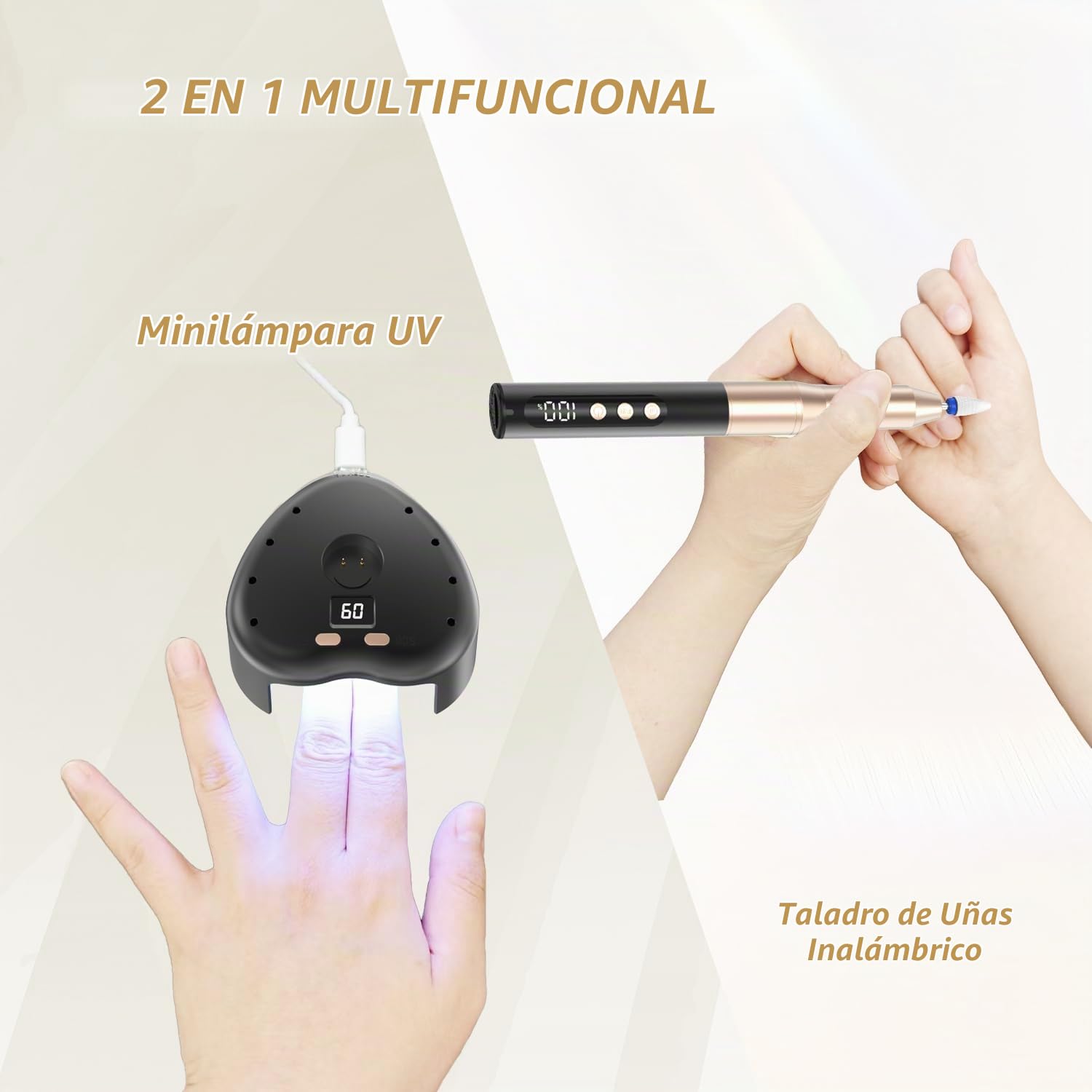 Torno para Uñas Con Lampara UV 35000 RPM para Gel Acrilicas | Lima Eléctricas Uñas Profesional 12 en 1 Nail Drill Machine, Kit de Manicura Pedicura Eléctrico, 5 Velocidad Ajustable Negro