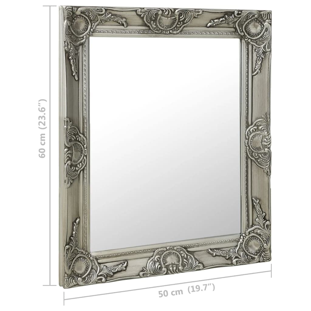 Woonisher Specchio da Parete Stile Barocco 50x60 cm Argento