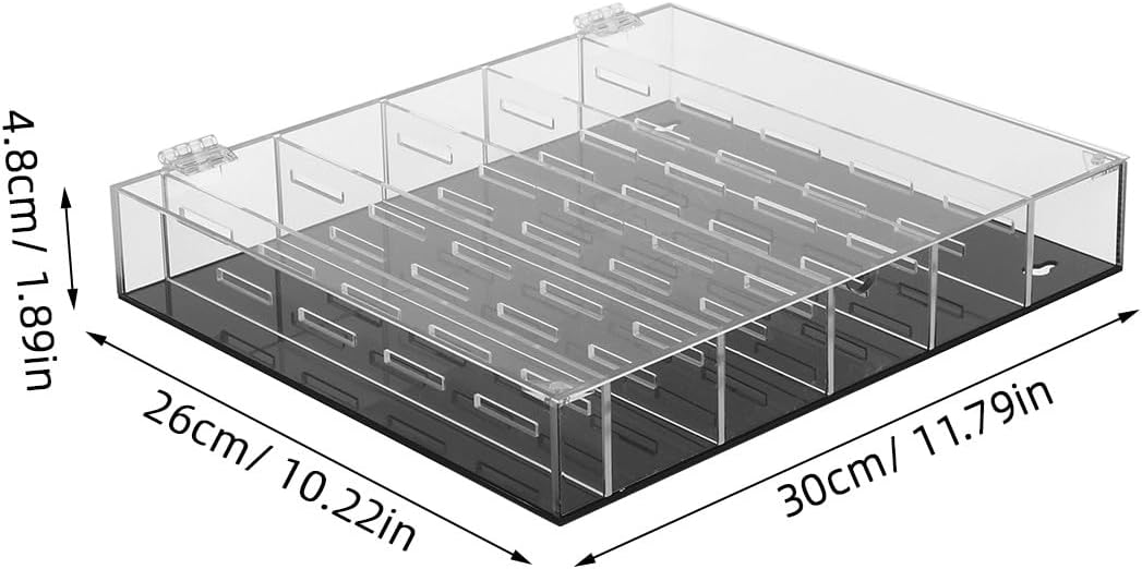 Acrylic Coin Display Case: Desktop Challenge Coin Stand with 45-Slots and Protective Door - Poker Chips Organizer for Home or Office