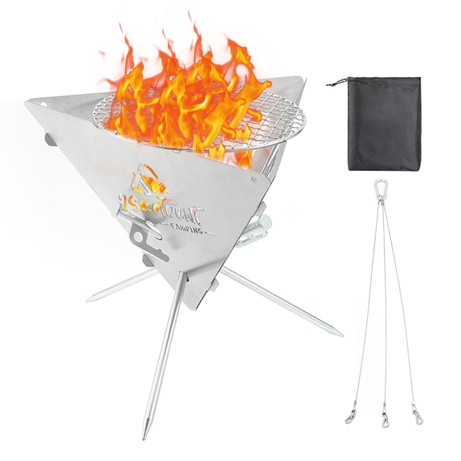 Foyer de camping portable XIAOXIAOYU triangulaire pour barbecue et pique-nique