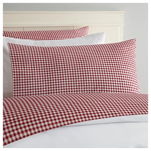 Laurel & Mayfair 250tc 100% Cotton Gingham Print Sheet Set, Queen, Red