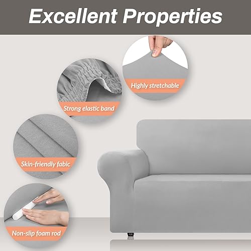 Miniatura 3 de AZON Funda elástica de elastano para sofá, suave y lavable, de 1 pieza, para 2 cojines, con protector elástico de muebles para mascotas, niños