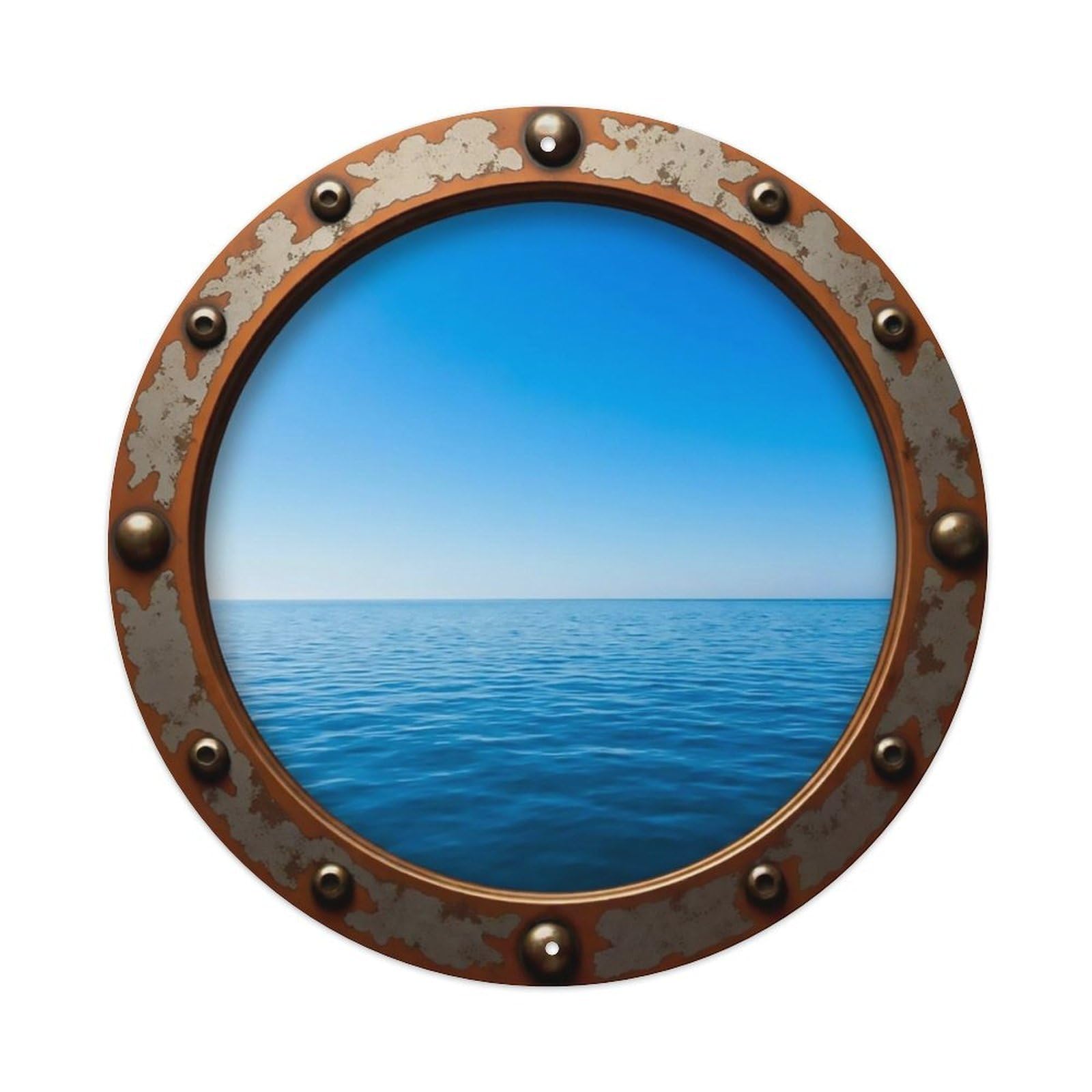 Vintage Porthole Perfect Blue Nautical Window View Metal Tin Sign