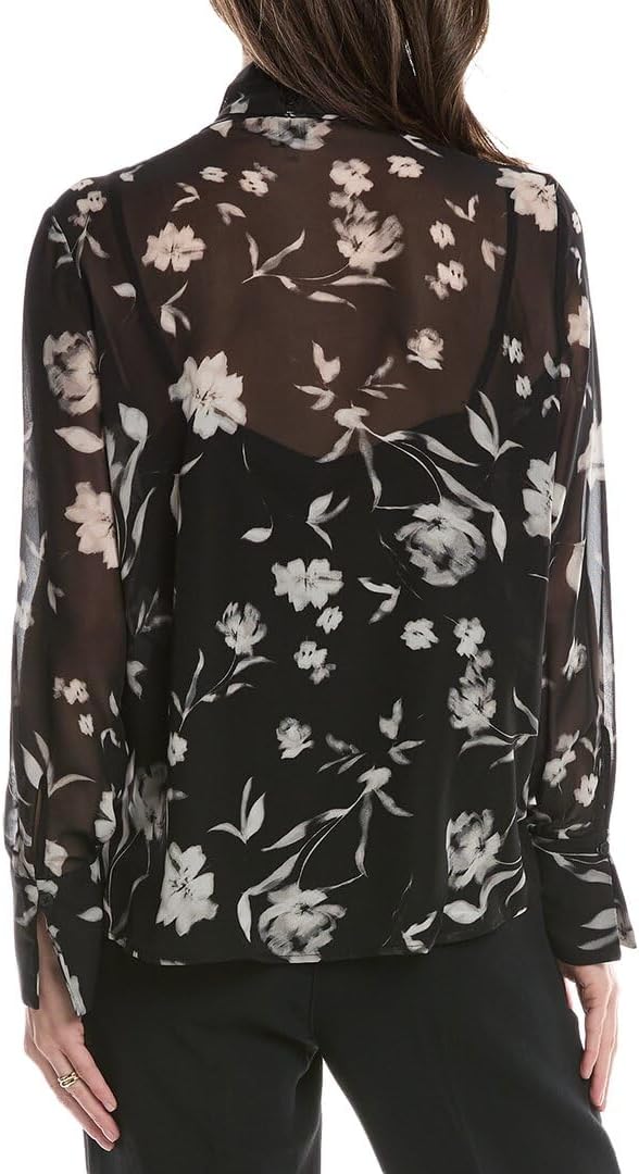 Anne Klein Womens Button Frt Ls Blouse W Removable Tie - Image 2