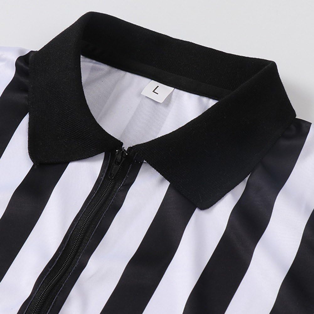 Camiseta Deportiva Oficial De Árbitro a Rayas Blancas Y Negras para Hombre, Camiseta De Árbitro con Cuello Y Cremallera, Uniforme Profesional De Árbitro