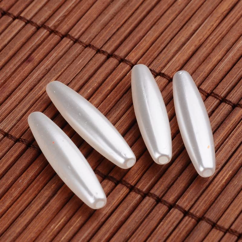 EEE ELECRELIVE 100Pcs White Oval Acrylic Plastic Imitation Pearl Beads for DIY Craft Jewelry Making
