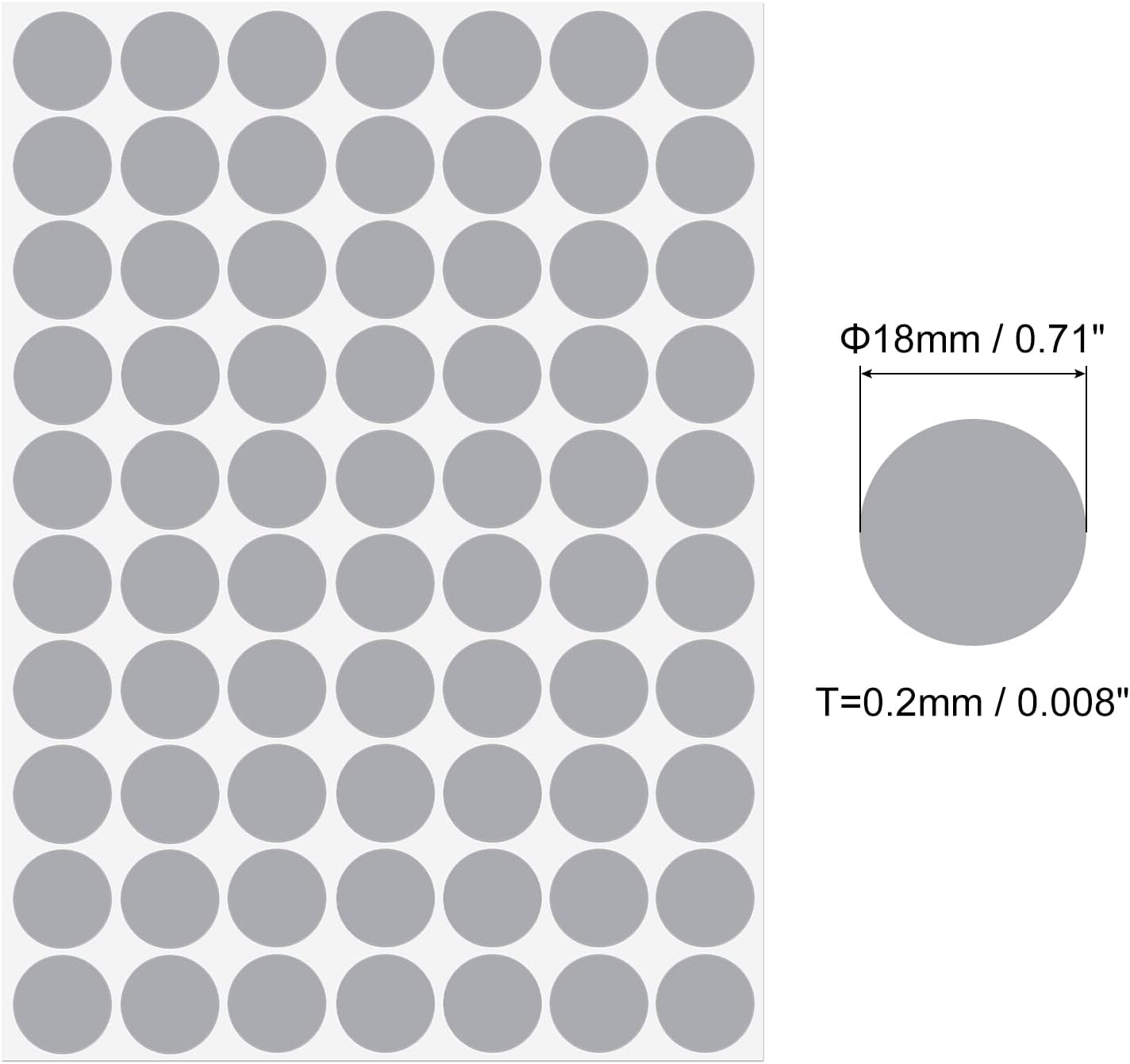 4 Sheet/280Pcs Screw Hole Cover Stickers, 18mm Dia PVC Self Adhesive Covers Caps Dustproof for Wood Furniture Cabinet Shelf Wardrobe, Gray