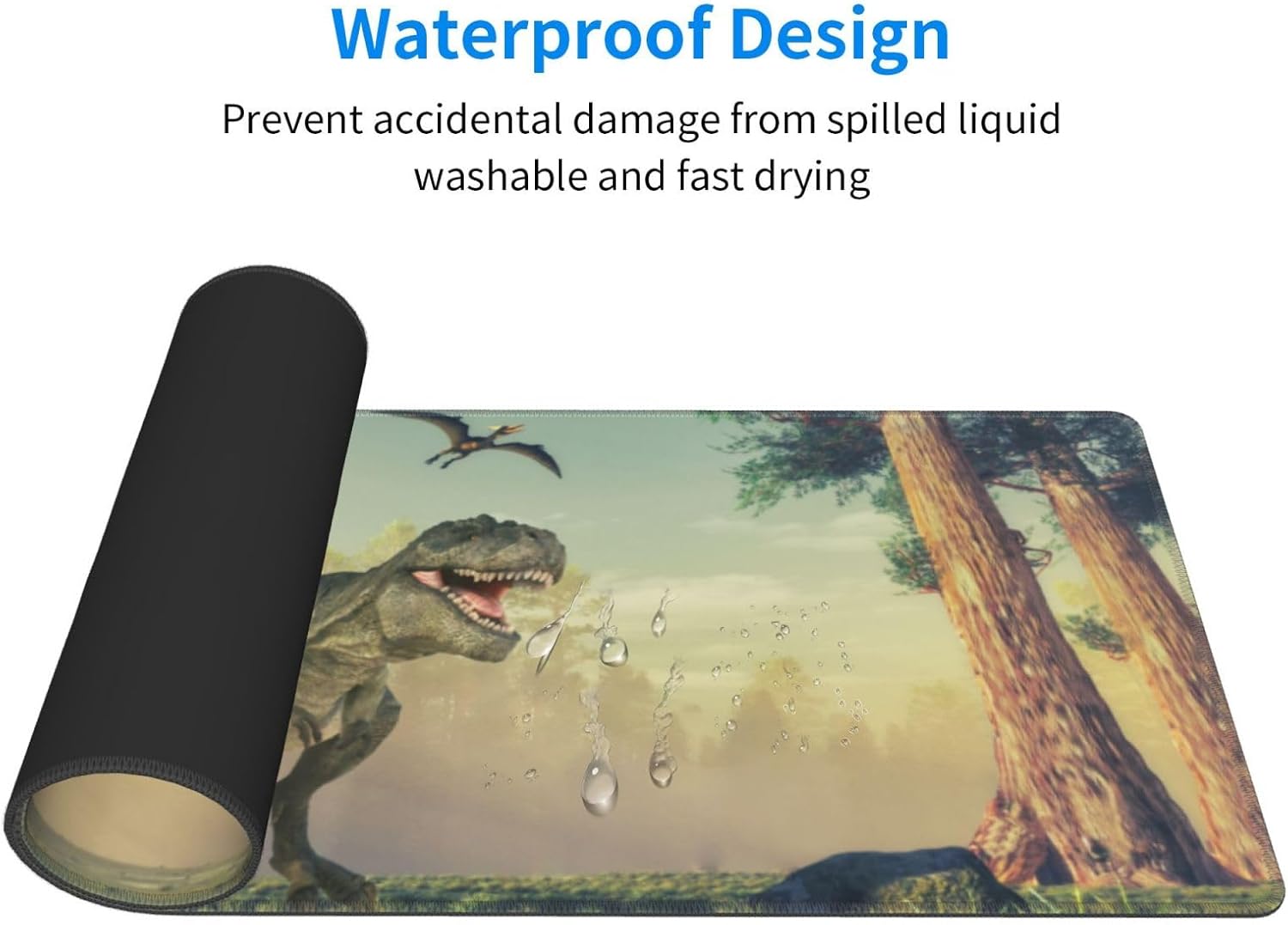 WAZHIJIA Dinosaur Mouse Pad XL Large Gaming Mouse Pad with Stitched Edges, Non-Slip Base, Water Resist Keyboard Pad, Desk Mouse Pad, 31.5 X 11.8 in, P3080 - Image 4