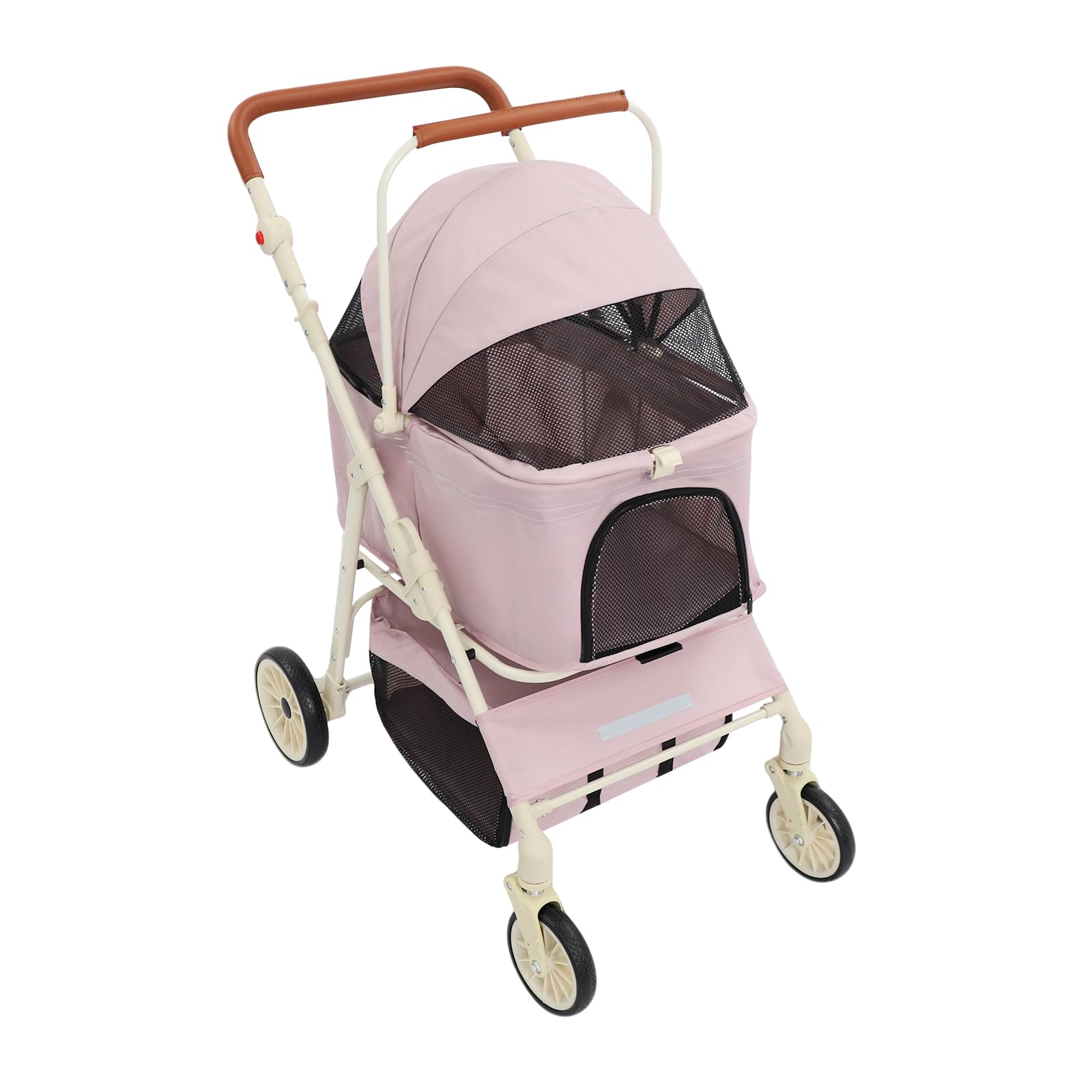 Mobilny plecak dla psa 2 w 1, składany, z kółkami, kółkami i 2 poziomami, oddychający, nośność do 15 kg, uniwersalny, na wycieczki z kotami i psami (różowy)