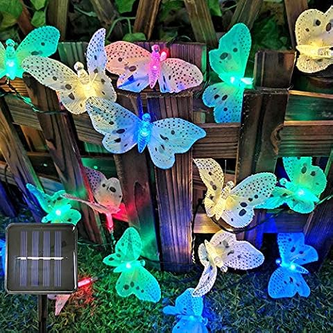 Sunboia Butterfly Solar String Lights,20 LED Waterpoof Solar Butterfly Lights Garden Decorative lights for Bedroom Patio Tree Lawn Christmas Cover