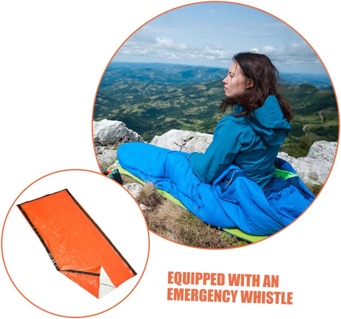 2pcs Emergency Survival Sleeping Bags with Pe Aluminum Foil Lightweight Waterproof Bivy Covers and Portable Storage Bags for Adult Camping and Hiking