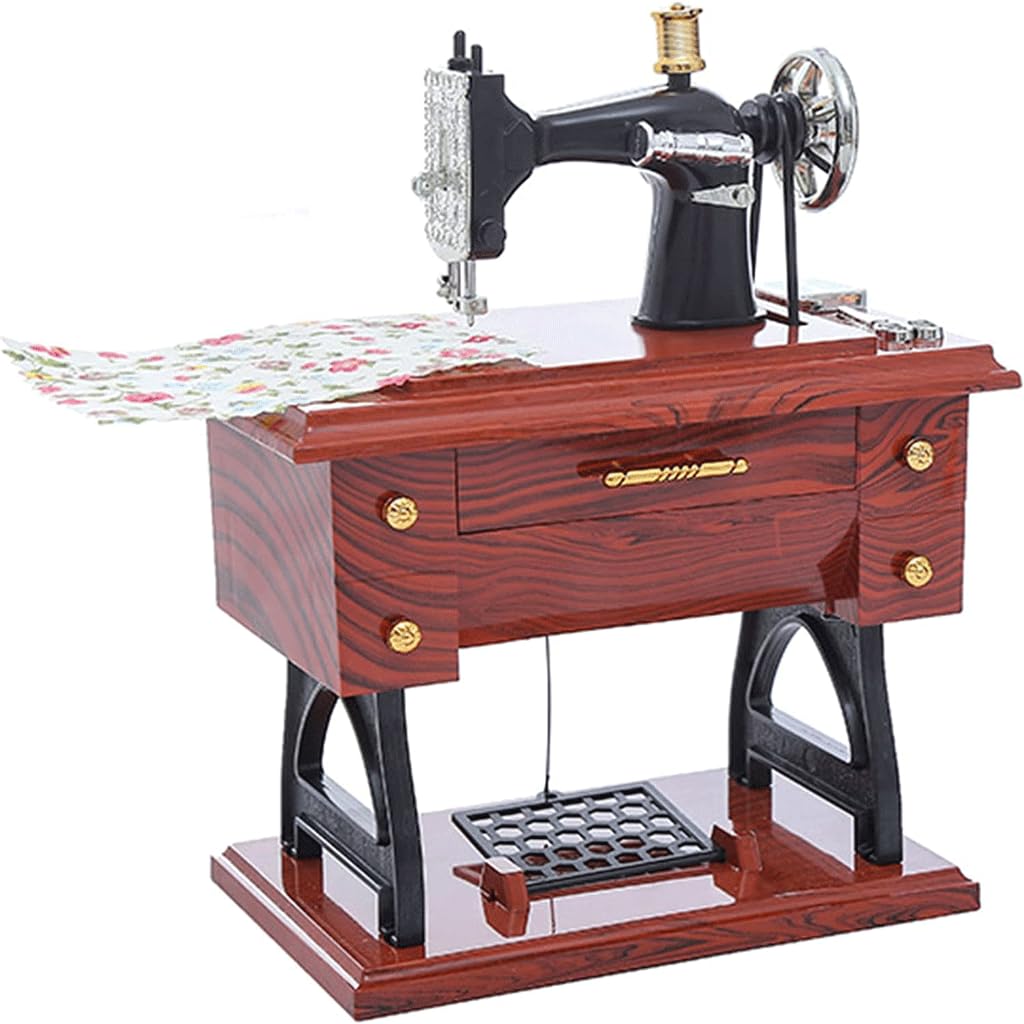 Caja de música mini máquina de coser mueble clásico modelo plástico adorno