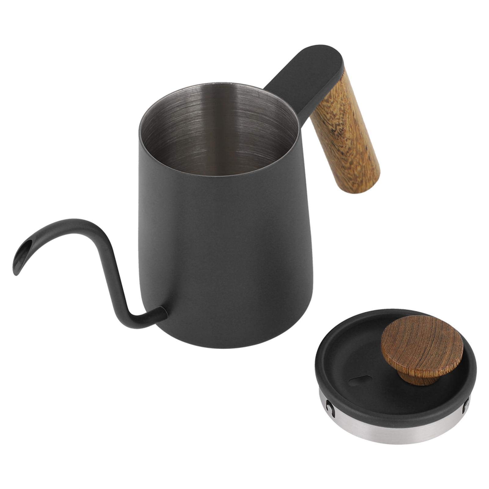 Kaffeekanne Aus Edelstahl – 350 Ml, Mit Schwanenhals-Ausguss Für Perfektes Brühen, Schwarz