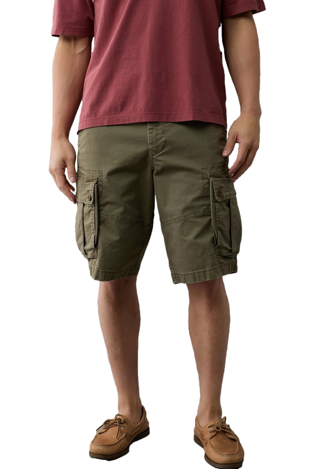 American Eagle Men Green Flex 12 Inches Lived-in Longer Length Cargo Short-picture-12