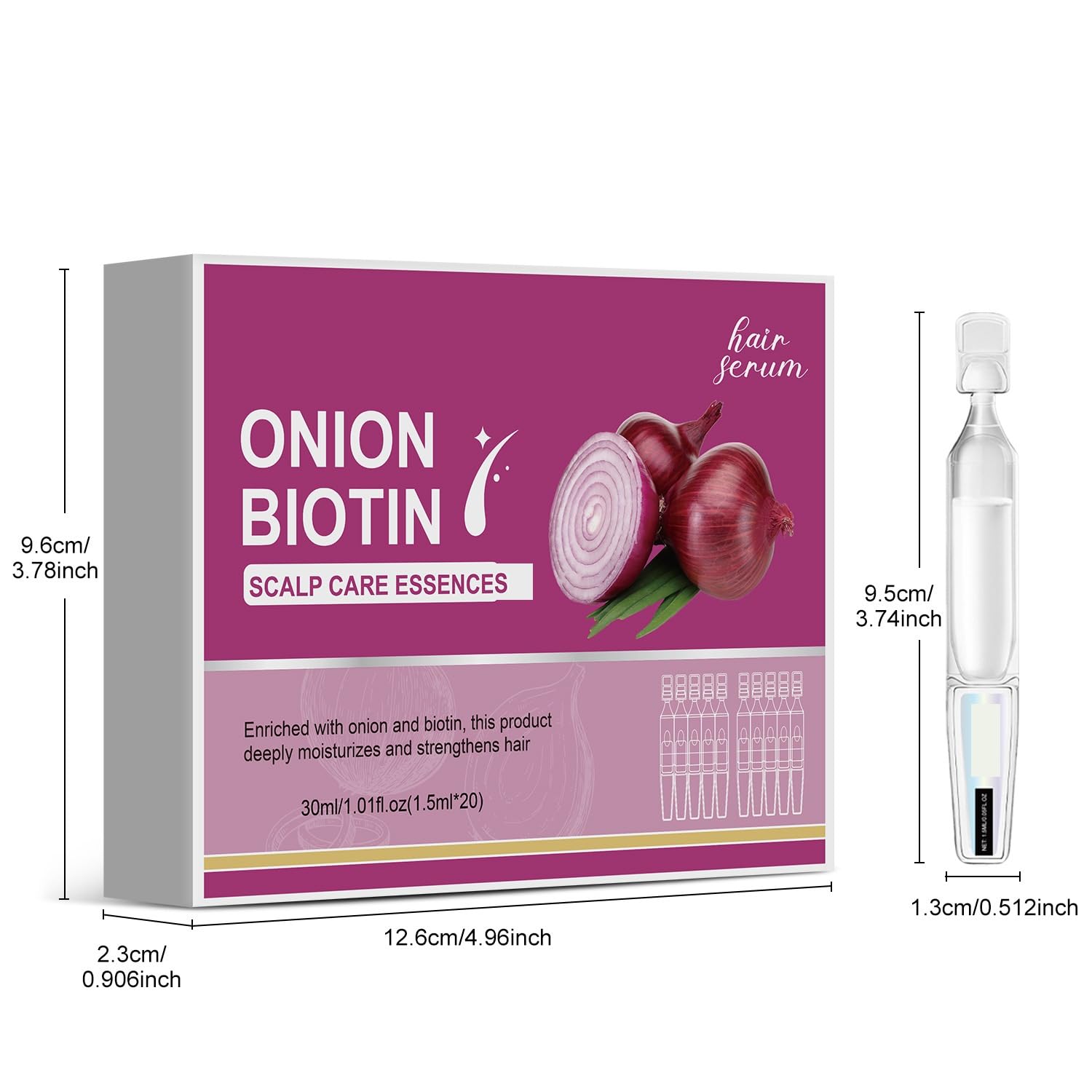 Serum do włosów bez spłukiwania z biotyną i cebulą, wzbogacone olejem rozmarynowym, beztłuszczowym, zagęszczającym, roślinnym, wzmacniającym i naprawiającym zniszczone włosy, odżywcze nawilżające