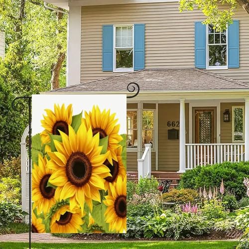 Bandera de jardín de girasol de 12x18 pulgadas de doble cara para decoración exterior 6