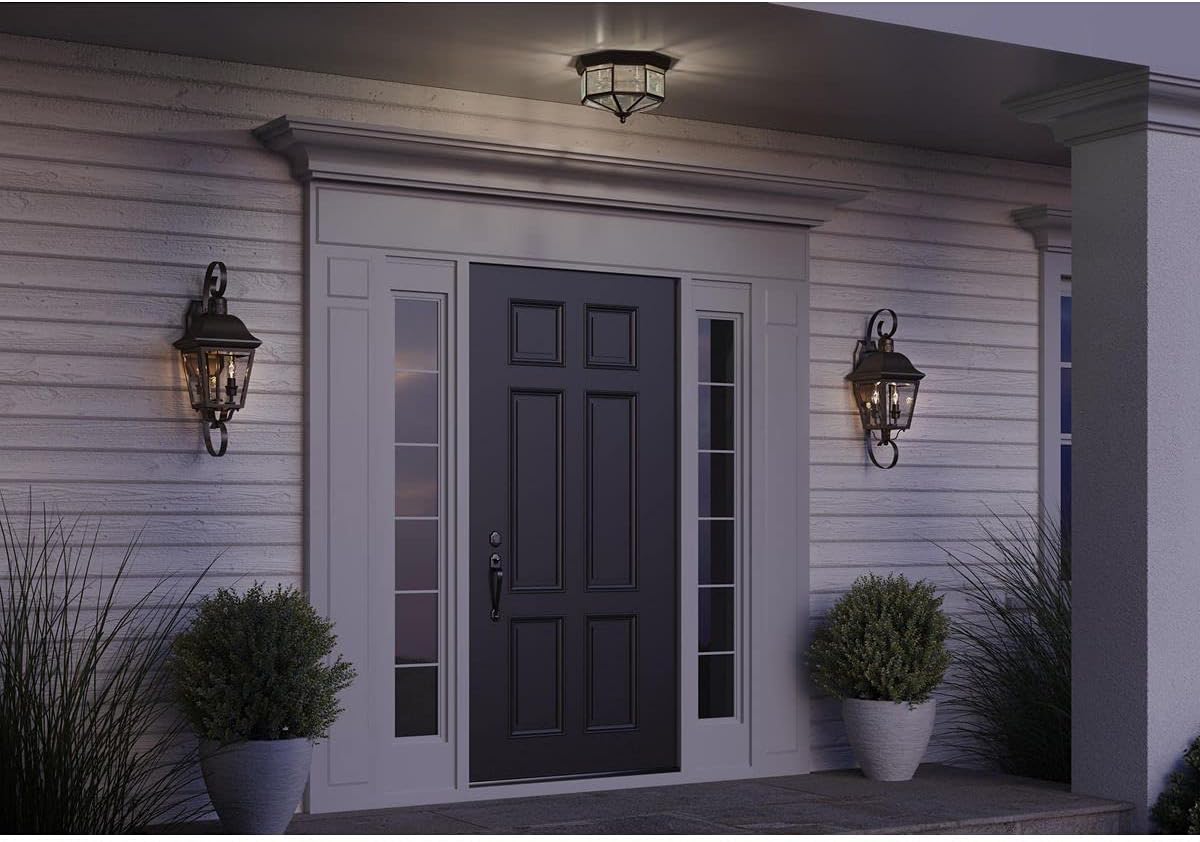 Progress Lighting 4-Light Beveled Glass 11-1/8" Close-to-Ceiling, Indoor, P5789-20, Antique Bronze