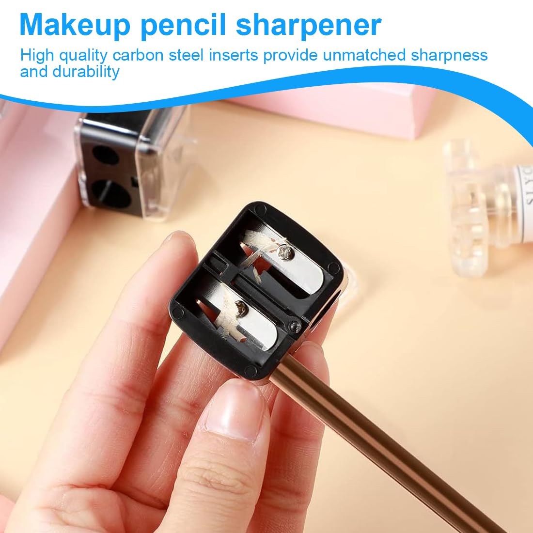 IKOPFLN 4 Pezzi Temperamatite Di Bellezza,Temperino Matita Occhi Con 2 Fori,Temperamatite Trucco,Temperino Matita Labbra,Temperino Doppio Per Matite Cosmetiche