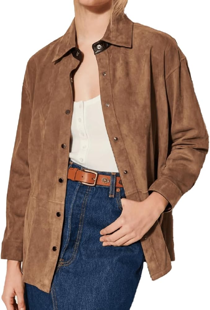 Isaac & David Chicago Women's Real Suede Leather Shirt Casual