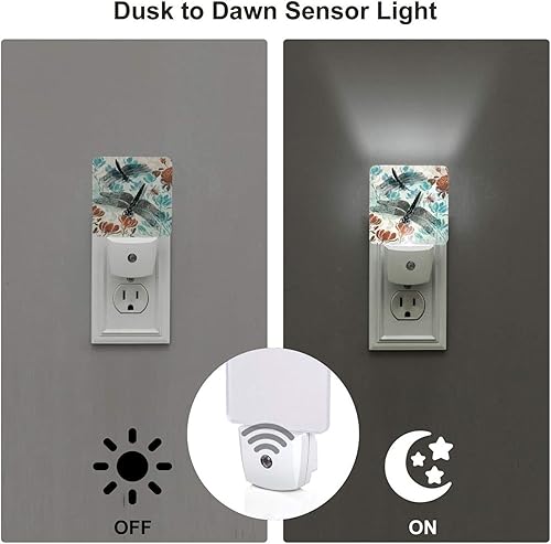 Miniatura 3 de Luz nocturna de libélula enchufable, luces nocturnas LED con sensor de anochecer a amanecer, lámpara nocturna para niños y adultos para dormitorio,