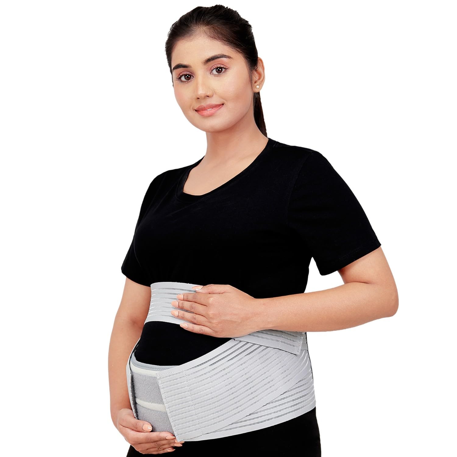 Leeford Pregnancy Back Support Belt/Brace for Pregnant Women (Grey, Size-L) | Maternity Orthopedic Belt with Adjustable Straps | Abdomen Belt for During/After/Before Pregnancy-picture-11