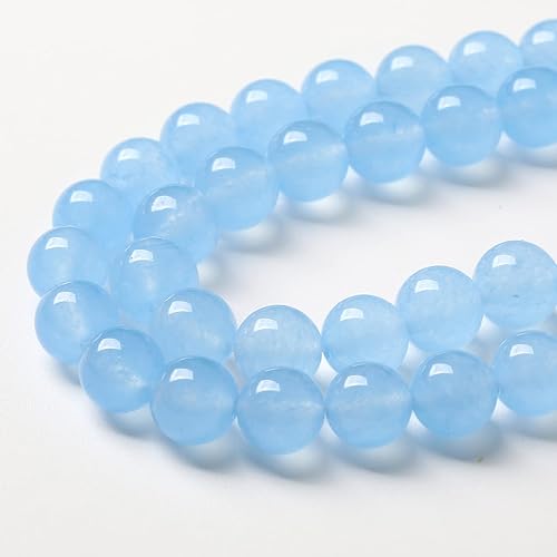 Miniatura 4 de 90 cuentas de piedra de calcedonia natural azul de 0.157 in para hacer joyas, cuentas redondas de jades, accesorios para pulseras y pulseras (jade