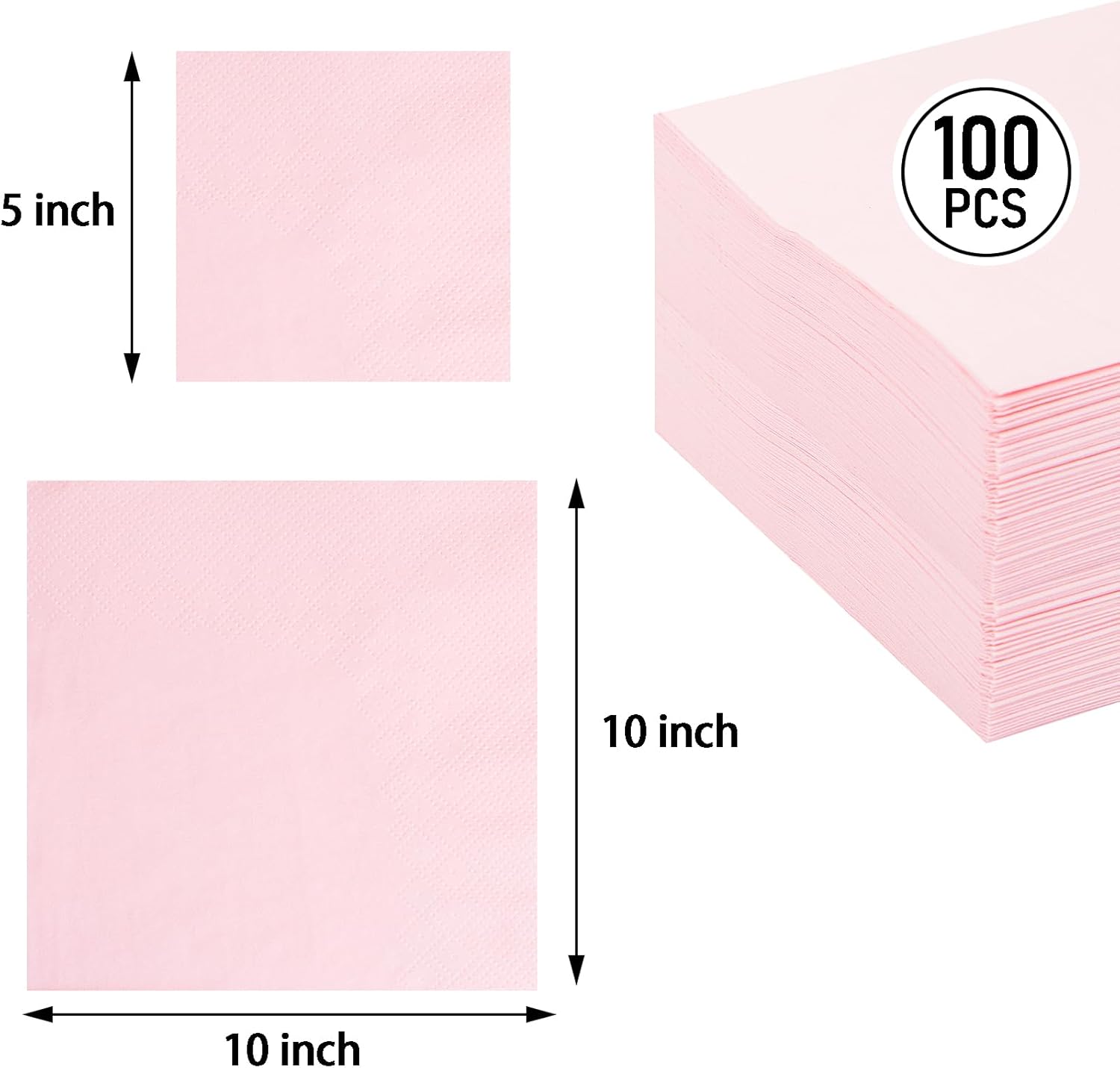 FLOWERCAT 60PCS Clear Plastic Plates and 100-Count 2-Ply Pink Cocktail Napkins for Party