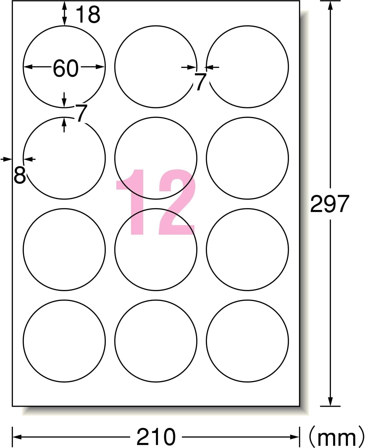 A-One 75412 High Grade Round Label Seal, 12 Sides, 20 Sheets