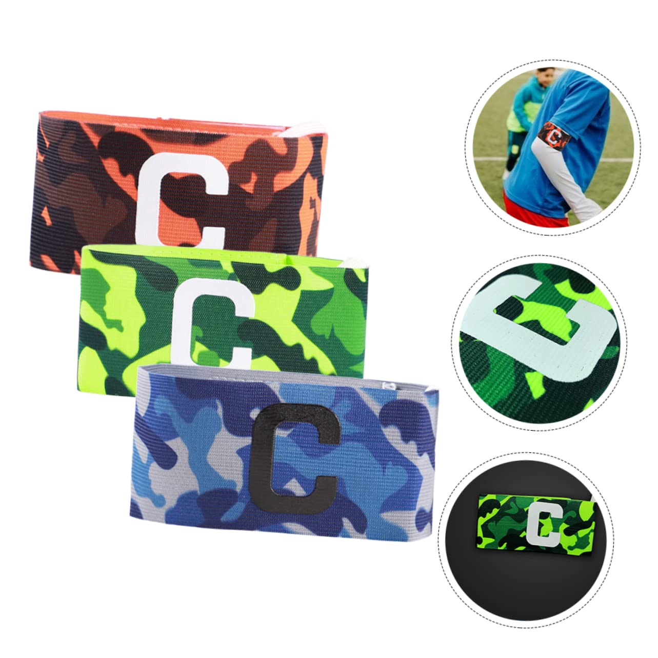 4 Ensembles Brassard De De Football Capitaines Brassards Brassards Petit Soutien Bras Élastique Sangle De Leader Sportif Bracelets De Sport Brassages Nylon 3 Pièces * 4