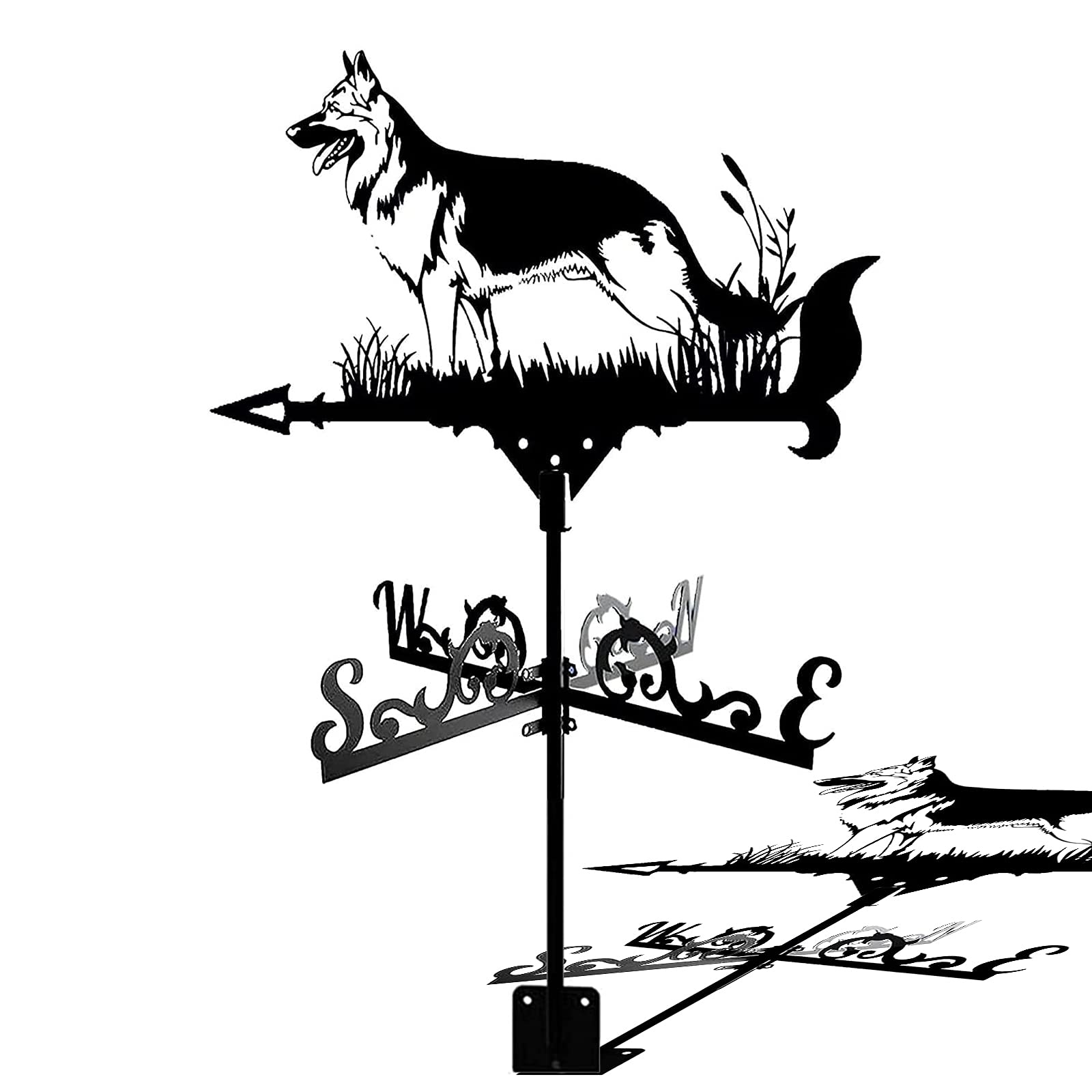 WIQUYBML Stainless Steel wind vane German Shepherd Weather Vane, Retro Husky Labrador Retriever Farm Scene Garden Stake weathervane, Decorative Wind Direction Indicator for Outdoor
