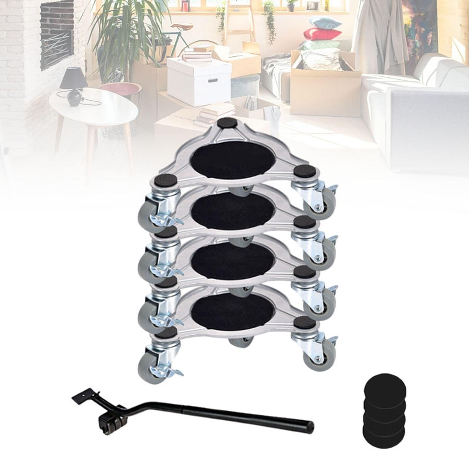Homyl 9 Stück Möbelheber Möbeltransporter Möbelgleiter Möbelroller Aus Kohlenstoffstahl mit 360 Grad Rädern Rutschfester Konstruktion Und Leichter Handhabun, 19 cm x 5.5 cm