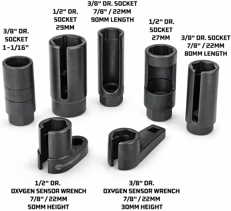 Powerbuilt 7-Piece Specialty Sensor and Switch Socket Set – Removes Oxygen Sensors, Oil Pressure Switches, Thermal Sensors, Includes Storage Case - 648992