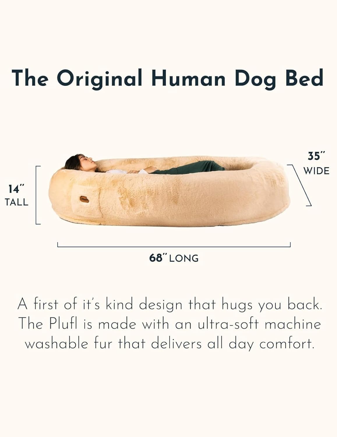Plufl, The Original Human Dog Bed for Adults, Kids, and Pets. As Seen on Shark Tank. Comfy Plush Large Bean Bag with Memory Foam, Machine Washable, and Durable. Perfect nap and Floor Bed - Checkered