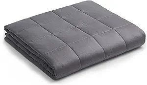 YnM Weighted Blanket — Heavy 100 Percent Oeko-Tex Certified Cotton Material with Premium Glass Beads (Dark Grey, 60''x80'' 17lbs), Suit for One Person(~160lb) Use on Queen/King Bed