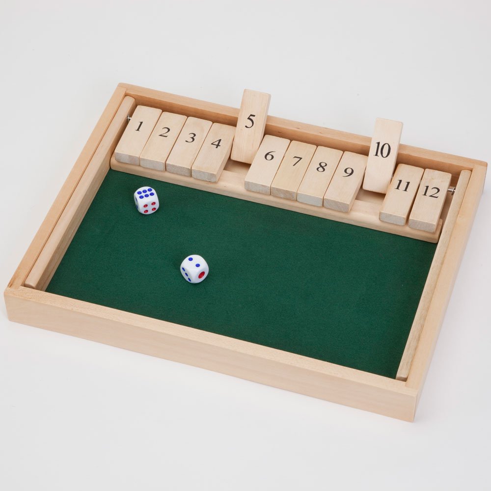Bits and Pieces Large Shut The Box Game 3in1 Board Game 12 Dice