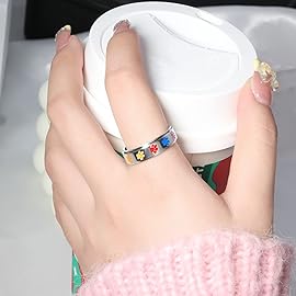 LuckyAmor Anxiety Ring for Women Spinner Rings:Rotating Rings Stainless Steel 6mm Moon Star Anxiety for Men Band Jewelry Gift for Women Size 6 7 8 9 10