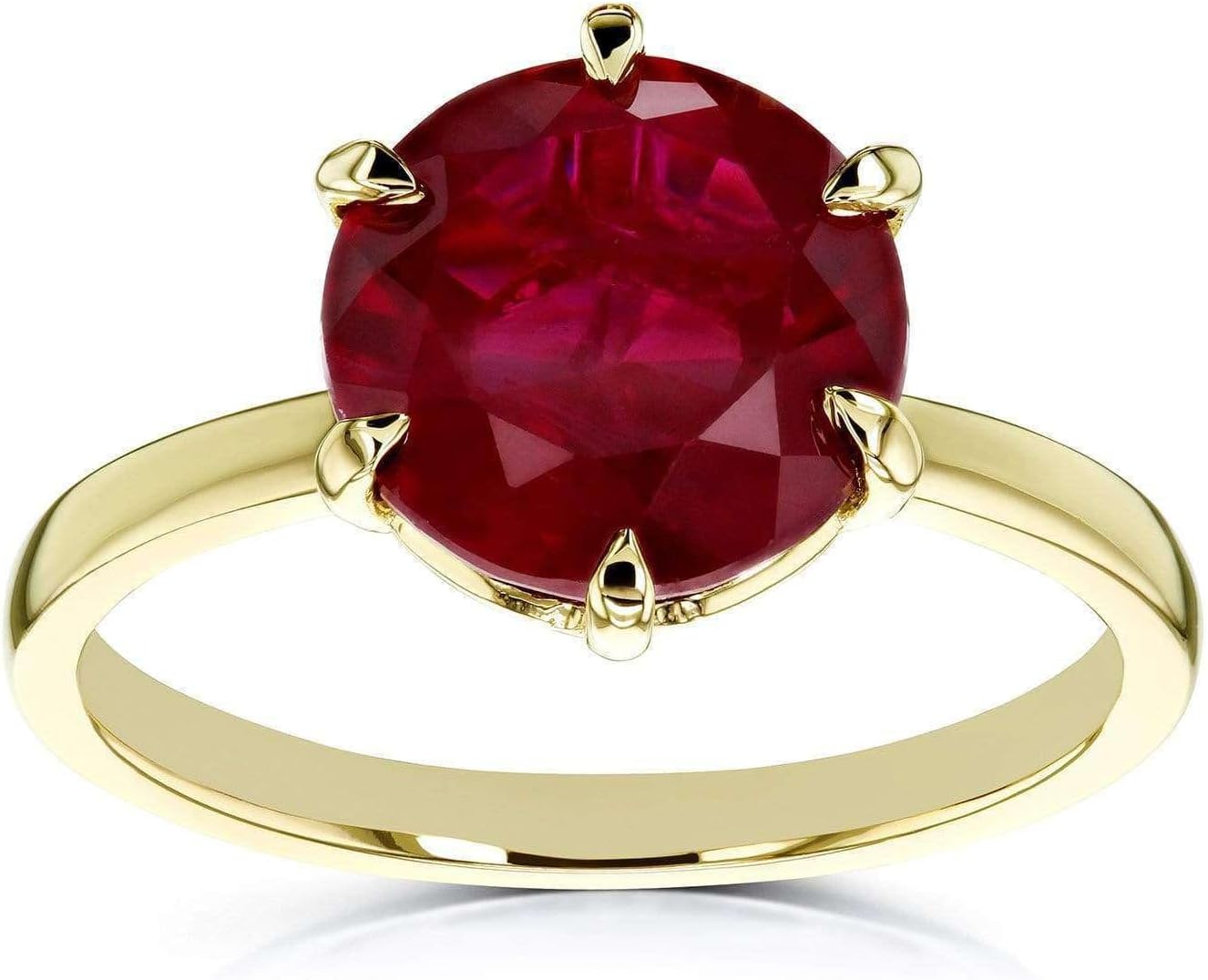 Kobelli Created Red Ruby 6-Prong Solitaire Ring 10mm 14k Gold